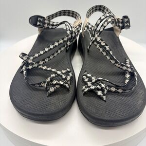 Chaco Z2 Double Strap Sport Sandals Mens 12 Houndstooth Black White Toe Loop